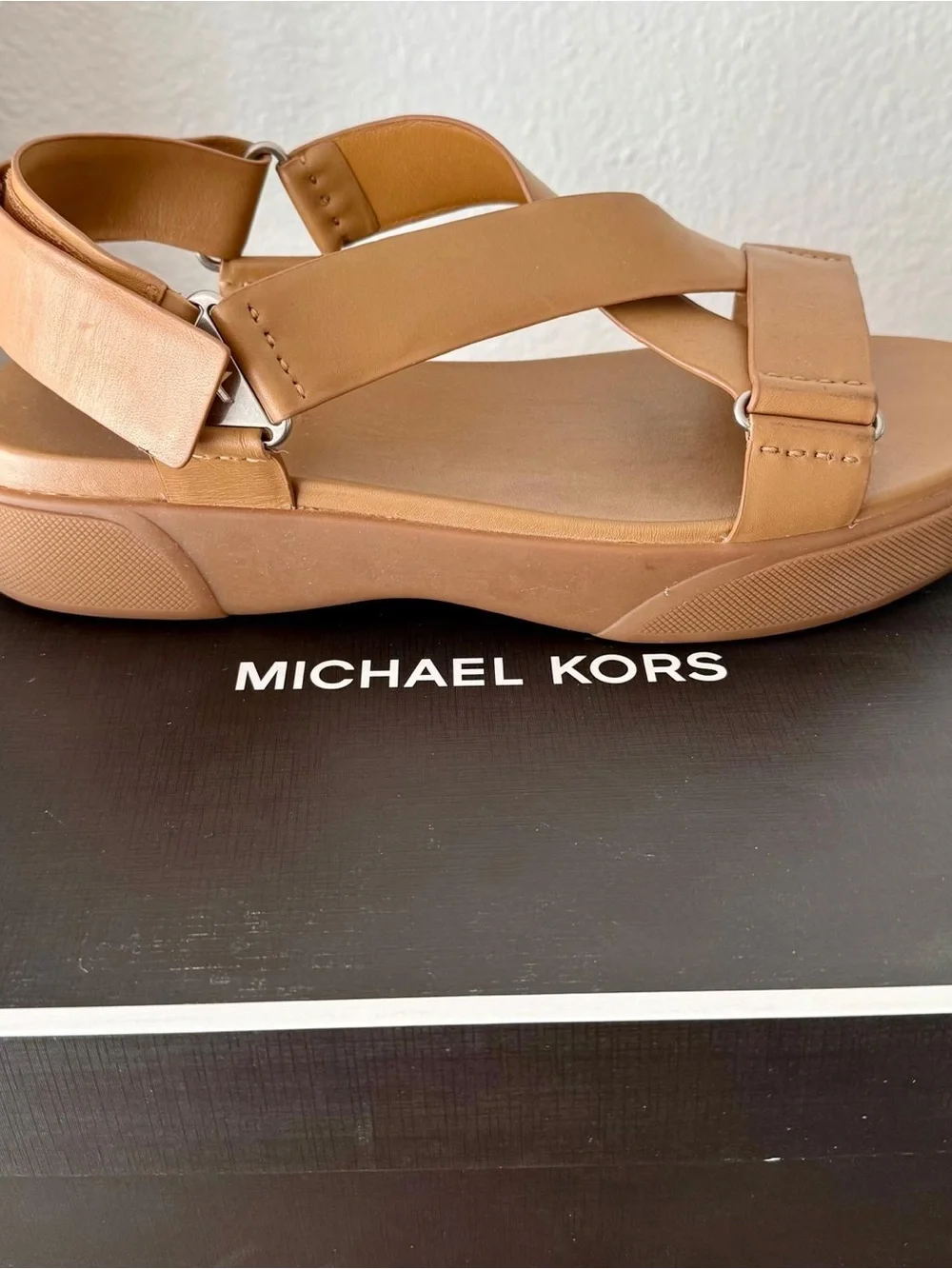 Michael Kors Peanut Tan Leather Strappy Sandals